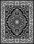 Intricate Floral Scrollwork Black White Rug