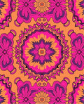 Vibrant Pink Orange Mandala Flowers Rug