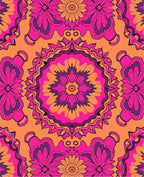 Vibrant Pink Orange Mandala Flowers Rug