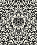 Striking Black Cream Mandala Design Rug