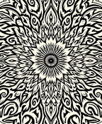 Striking Black Cream Mandala Design Rug