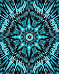 Cyan Sunburst Radial Pattern Rug
