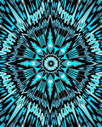 Cyan Sunburst Radial Pattern Rug