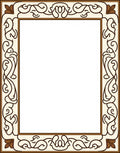 Elegant Cream Brown Scrollwork Border Rug