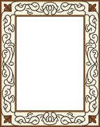 Elegant Cream Brown Scrollwork Border Rug