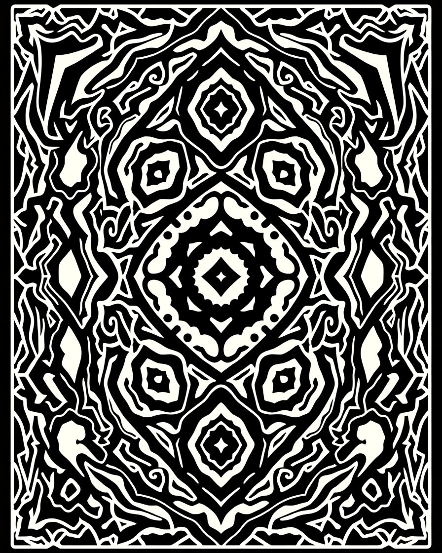 Bold Black White Abstract Design Rug
