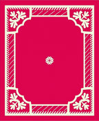 Vibrant Crimson White Floral Border Rug