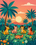 Cute Lion Cubs Jungle Scene Rug