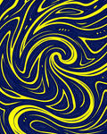 Energetic Swirls Yellow Blue Abstract Pattern Rug