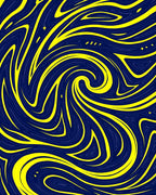 Energetic Swirls Yellow Blue Abstract Pattern Rug