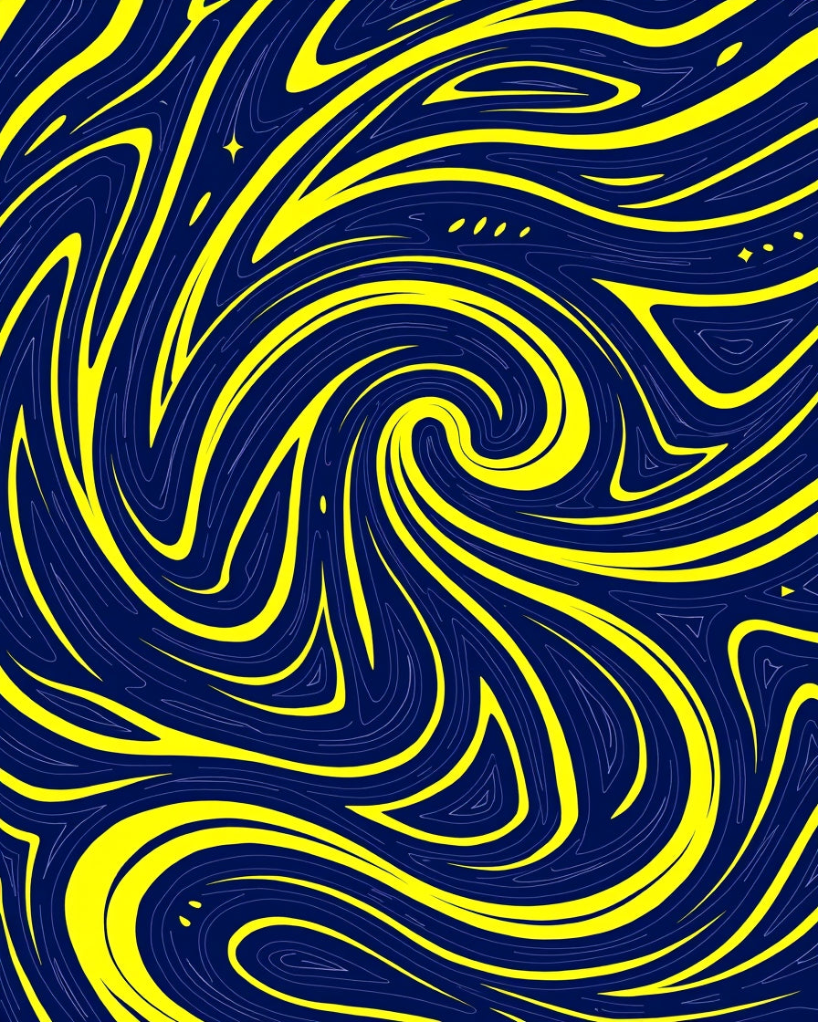 Energetic Swirls Yellow Blue Abstract Pattern Rug