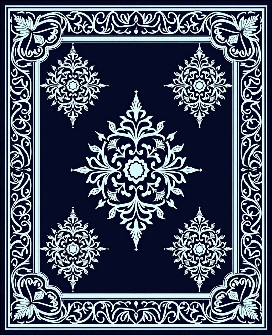 Elegant Floral Medallion Dark Rug