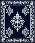 Elegant Floral Medallion Dark Rug