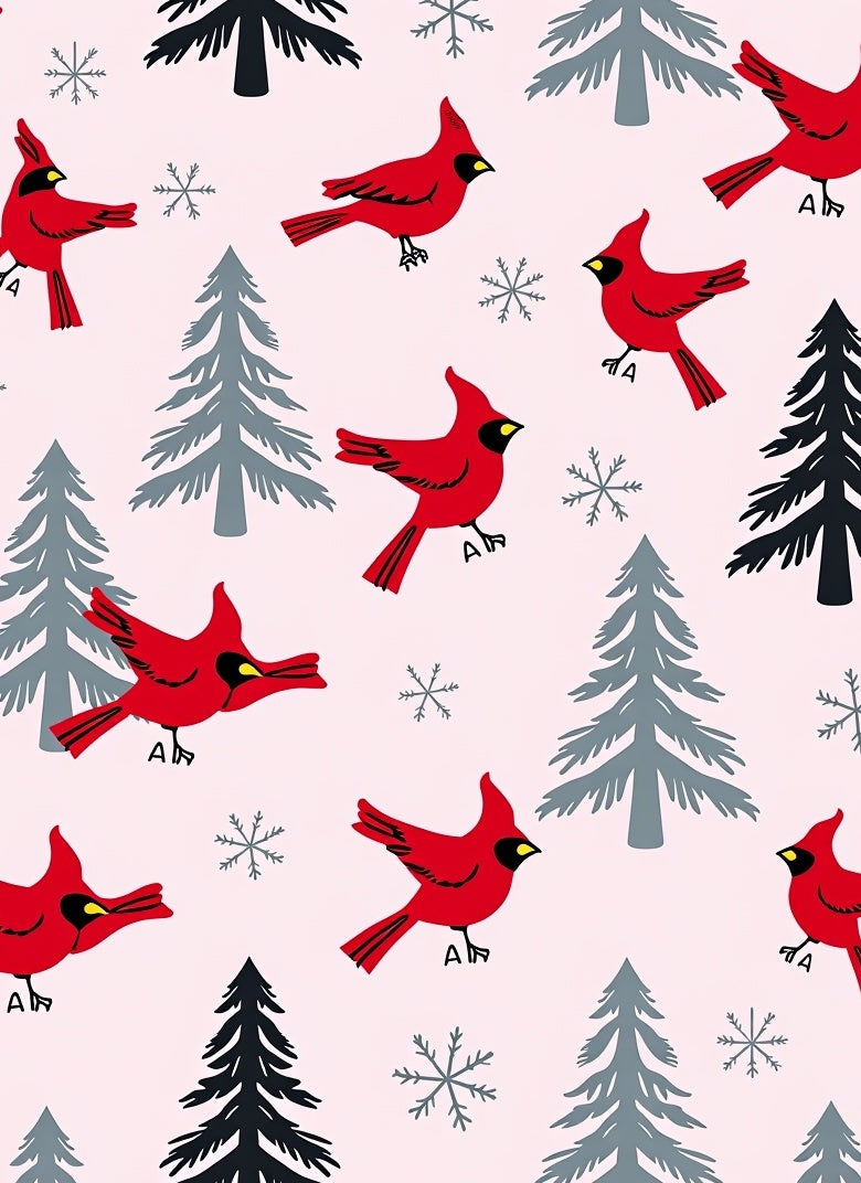 Crimson Cardinals Winter Wood Scene Rug