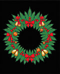 Festive Green Pine Wreath Bells Rug