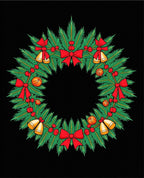 Festive Green Pine Wreath Bells Rug