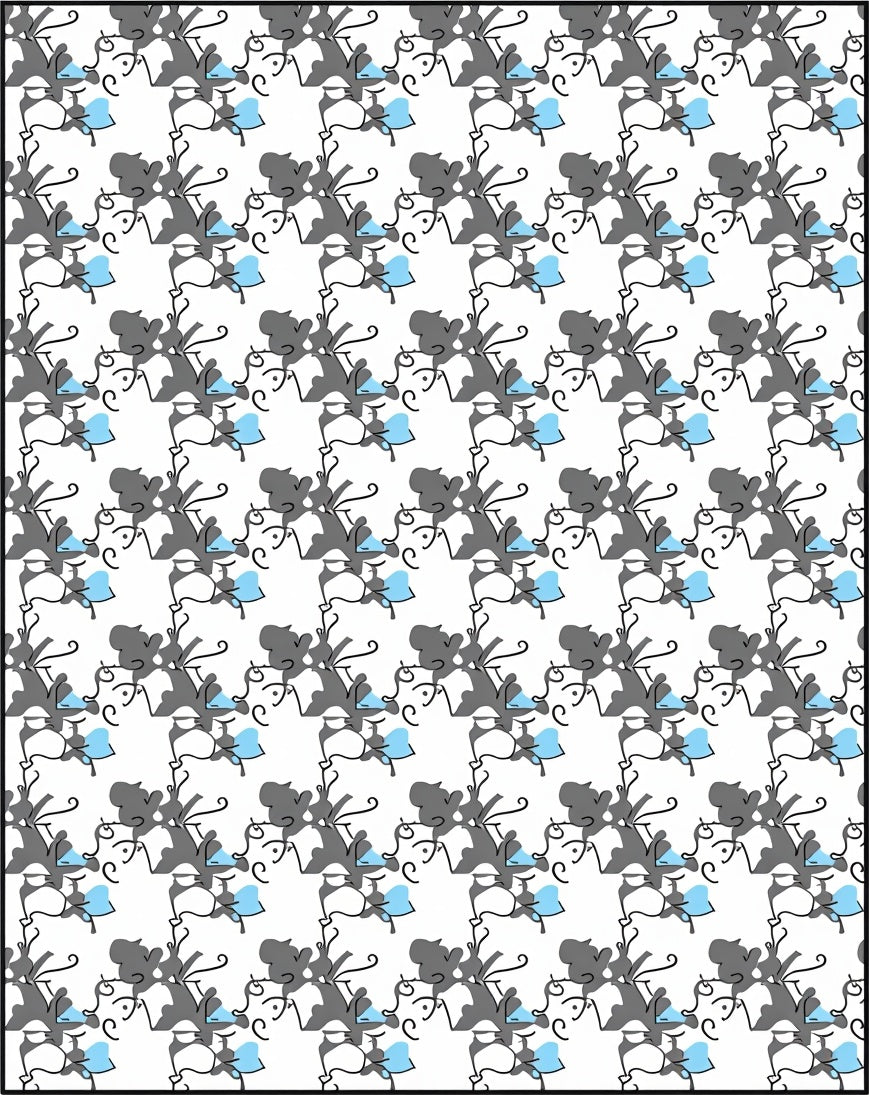 Abstract Gray Blue Swirl Pattern Rug