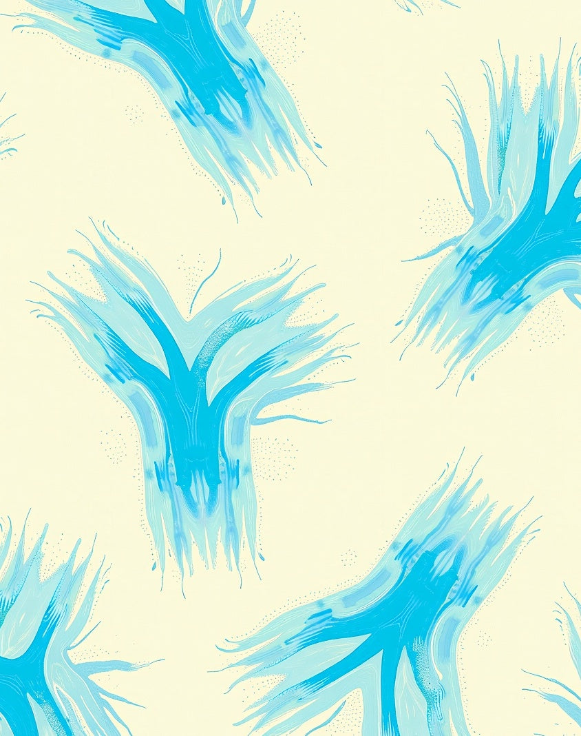 Cool Blue Abstract Brushstroke Design Rug