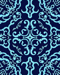 Intricate Scrollwork Aqua Pattern Rug