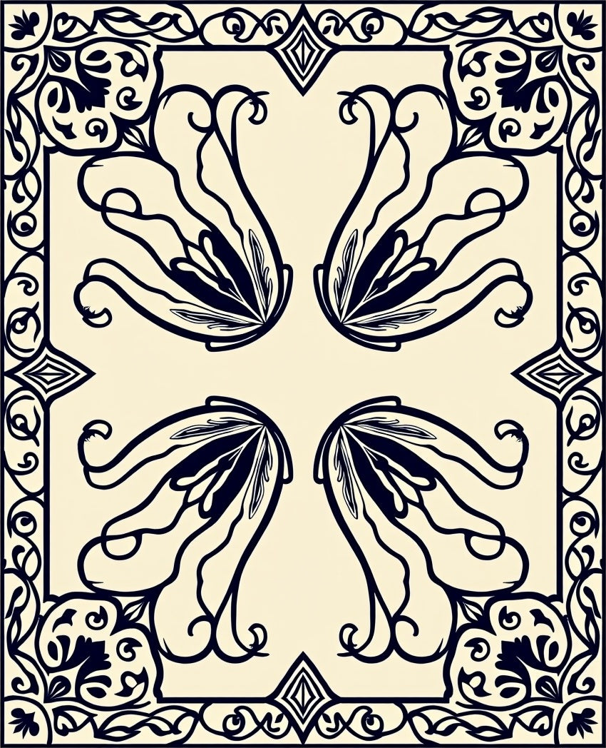 Elegant Floral Petal Symmetry Rug