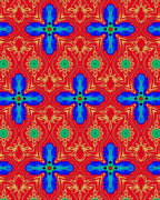 Vibrant Floral Tile Pattern Rug