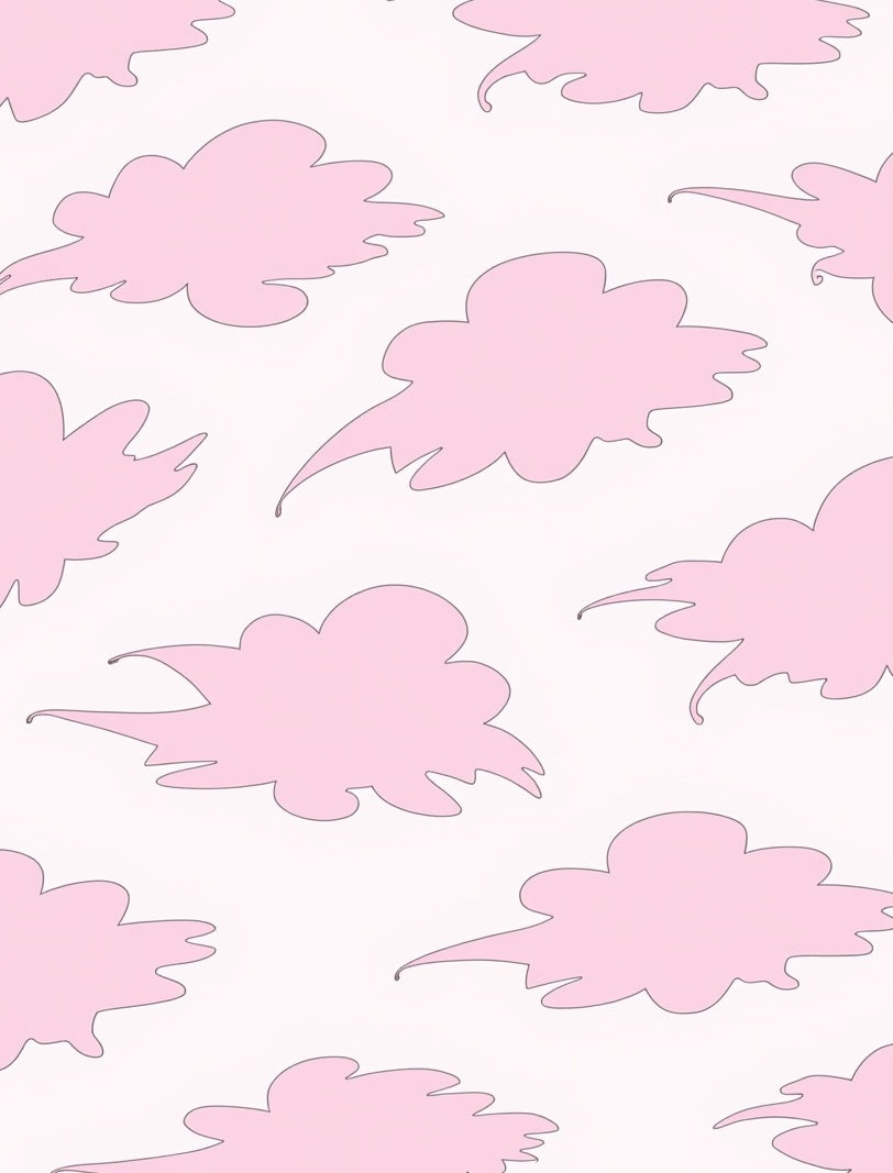 Pink Cloud Patterned Whimsical Design Rug