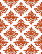 Orange Floral Scroll Decorative Pattern Rug