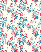 Whimsical Floral Design Red Blue Rug
