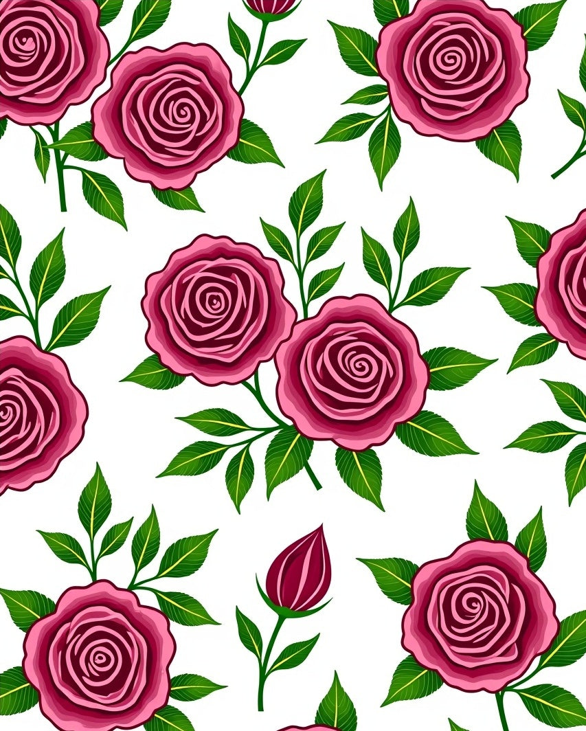 Rich Pink Rose Bud Garden Bouquet Rug