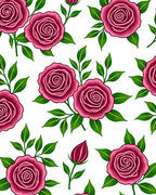 Rich Pink Rose Bud Garden Bouquet Rug