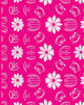 Whimsical White Floral Outline Pattern Rug