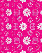 Whimsical White Floral Outline Pattern Rug