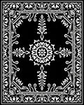Ornate Black White Floral Medallion Design Rug