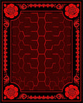 Red Rose Hexagonal Geometric Pattern Rug
