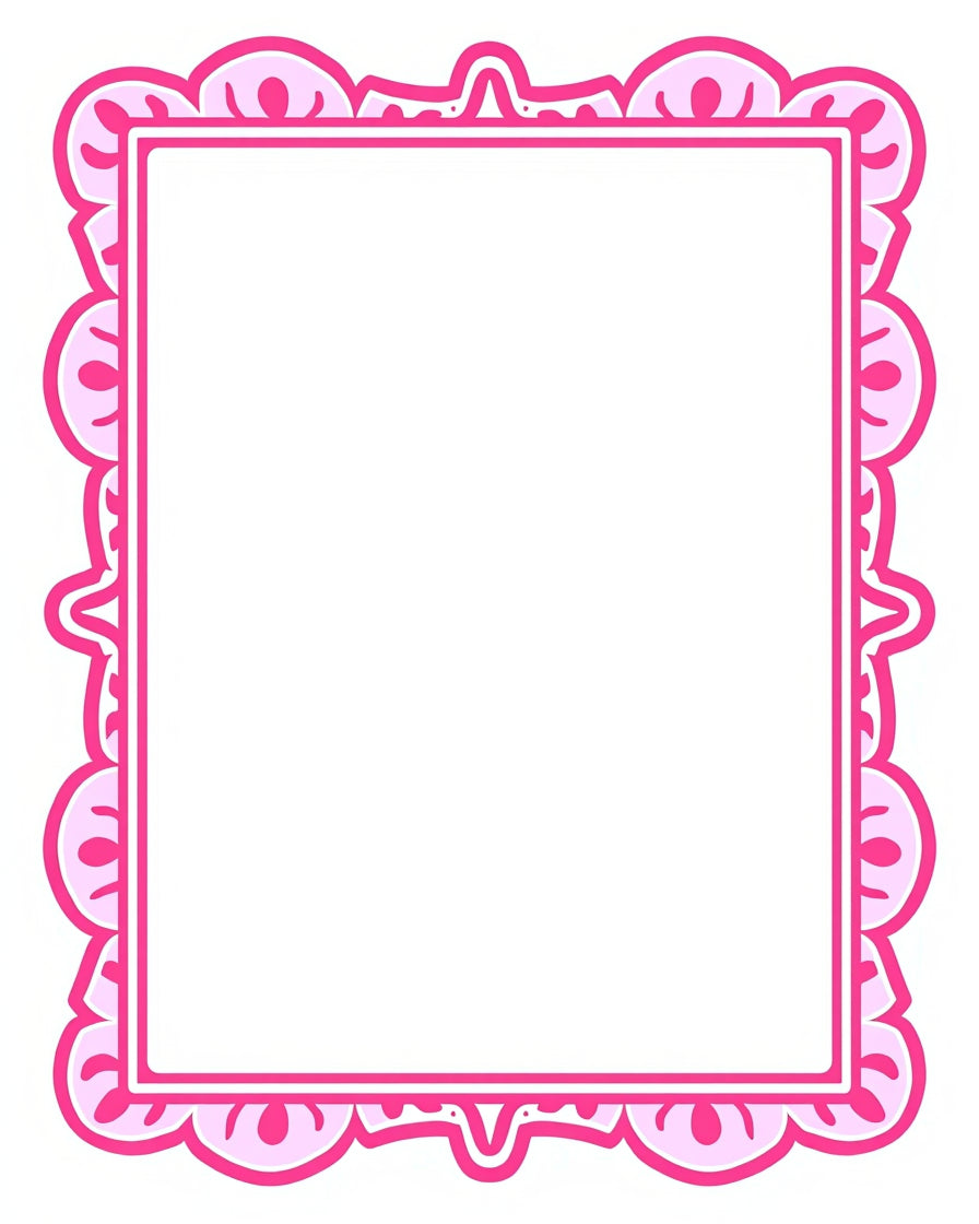 Pink Scalloped Floral Design Rug