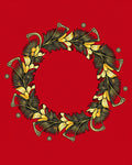 Art Nouveau Red and Gold Floral Wreath Rug