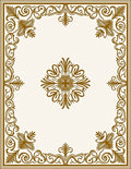 Ornate Golden Floral Border Design Rug