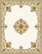 Ornate Golden Floral Border Design Rug