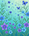 Whimsical Butterflies Flowers Garden Pattern Rug