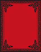 Crimson Red with Black Floral Patterned Border Rug