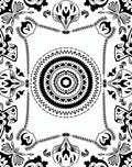 Bold Black White Floral Mandala Design Rug