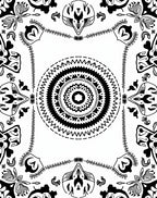 Bold Black White Floral Mandala Design Rug