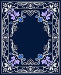 Floral Scrollwork Blue Lavender Accent Rug