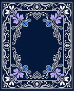 Floral Scrollwork Blue Lavender Accent Rug