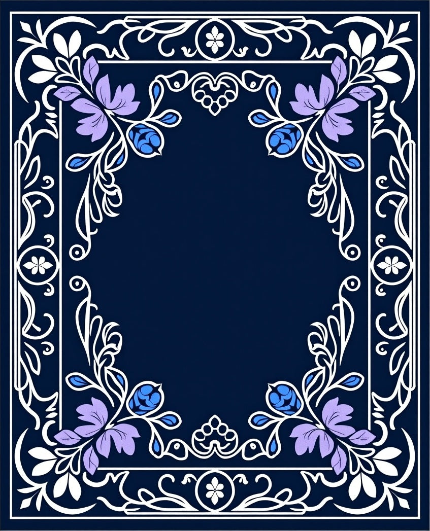 Floral Scrollwork Blue Lavender Accent Rug