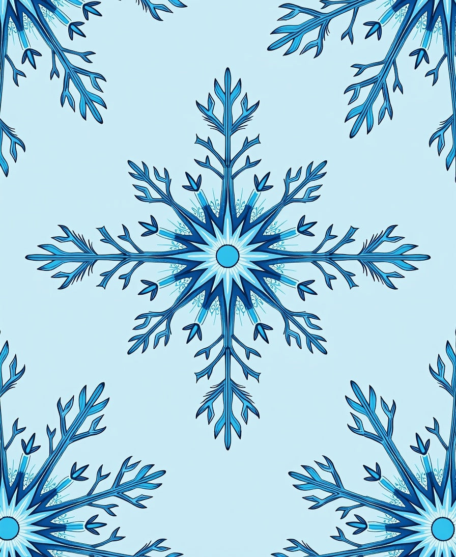 Frosty Blue Snowflake Pattern Rug