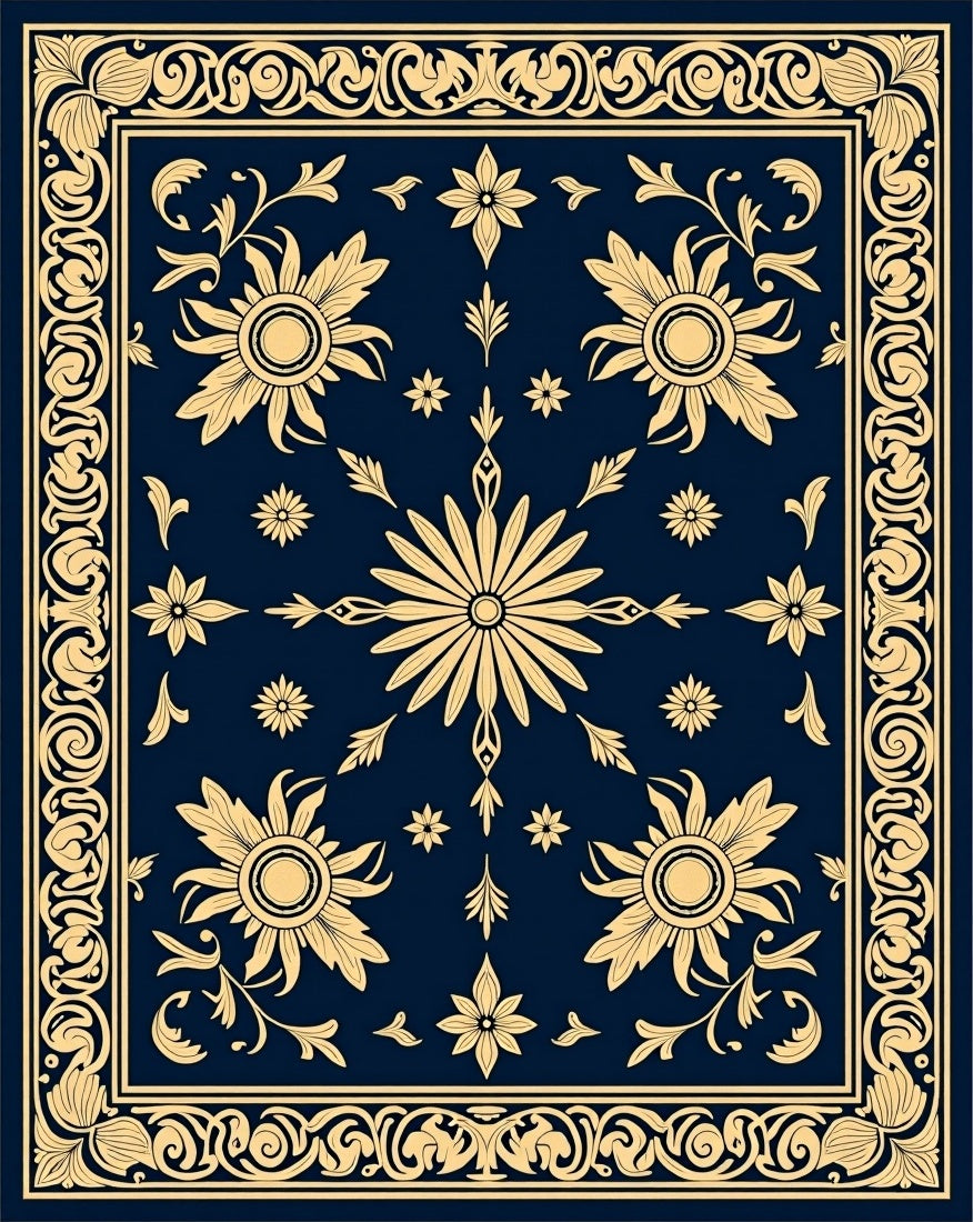 Classic Floral Scrollwork Design Rug
