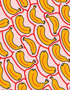 Bold Banana Patterned Pink Rug