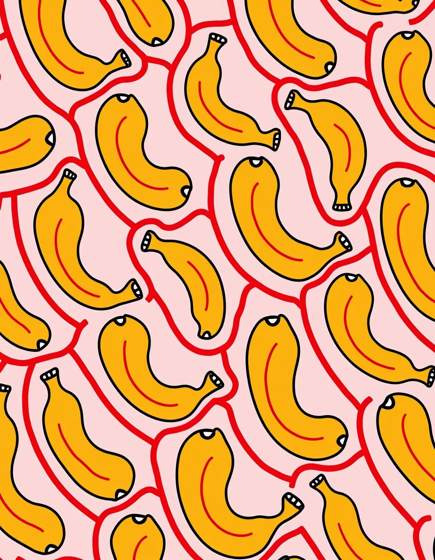 Bold Banana Patterned Pink Rug