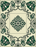 Dark Green floral Scrollwork Pattern Rug